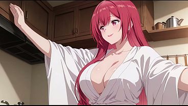 Anak Tiri Pulang Cepet, Lihat Ibu Tiri Masak Pake Baju Tipis Aja. Kureha Enomoto Cosplay Mesum Bikinan Ai.