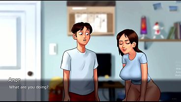 Ibu Tiri Melirik Ke Belakang… Lalu Tersenyum Nakal | Cuplikan Kerja Baru | Summertime Saga (18+)